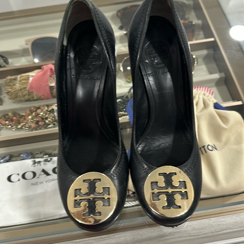 Tory Burch black wedges